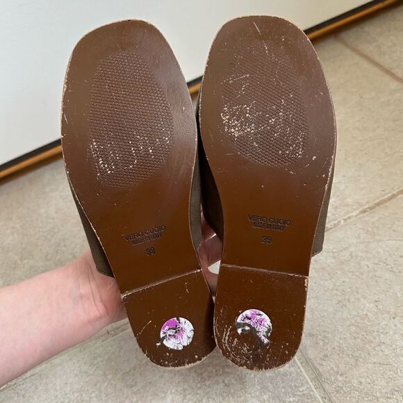 Franco boschi genuine real leather slippers slip on flats sandals green size 9 - Picture 4 of 5